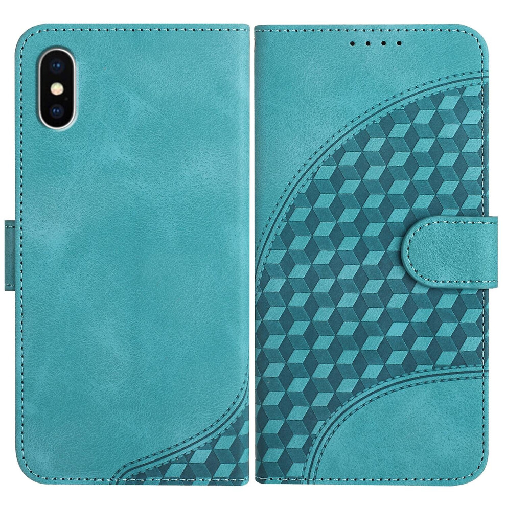 Compatible Iphone Xs / X Elephant Head Embossed Phone Leather Case With Lanyard:light Blue 5011540333430