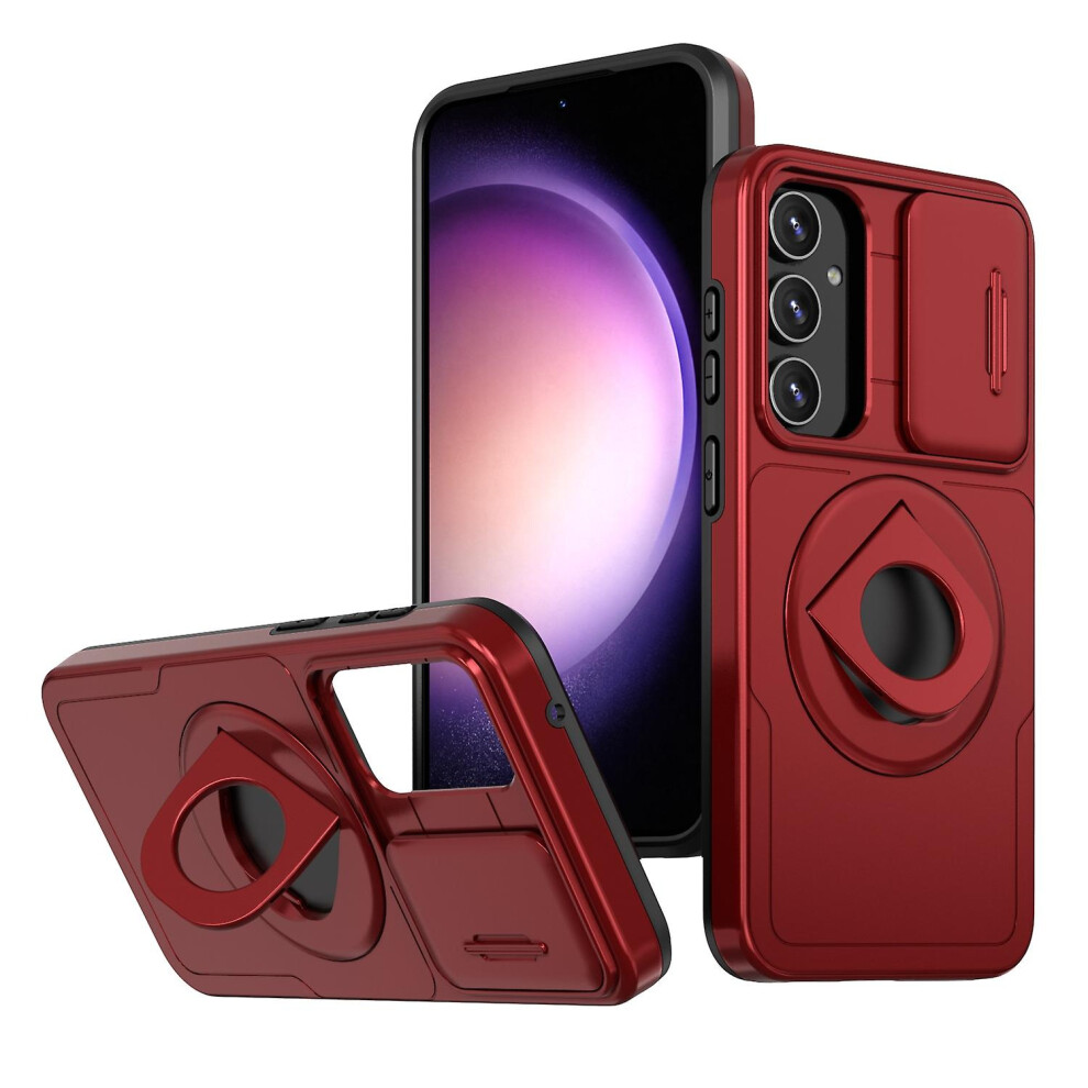 Compatible Samsung Galaxy A14 Camshield Magsafe Ring Holder Armor Phone Case: Red 4327262186560