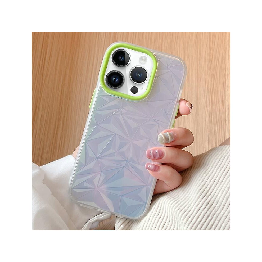 Compatible Iphone 15 Pro Laser Diamond Pattern Frosted Phone Case: Green 4973247238573