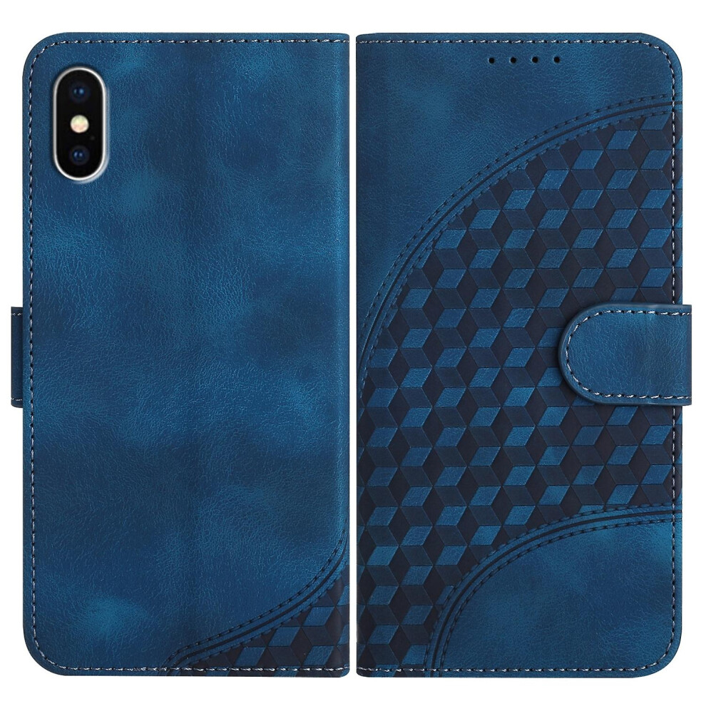 Compatible Iphone Xs / X Elephant Head Embossed Phone Leather Case With Lanyard:royal Blue 4162318379585