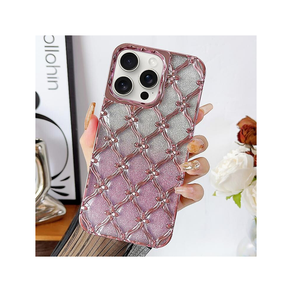 Compatible Iphone 14 Star Flower Electroplated Tpu Phone Case With Gradient Glitter Paper: Pink 4973247238313
