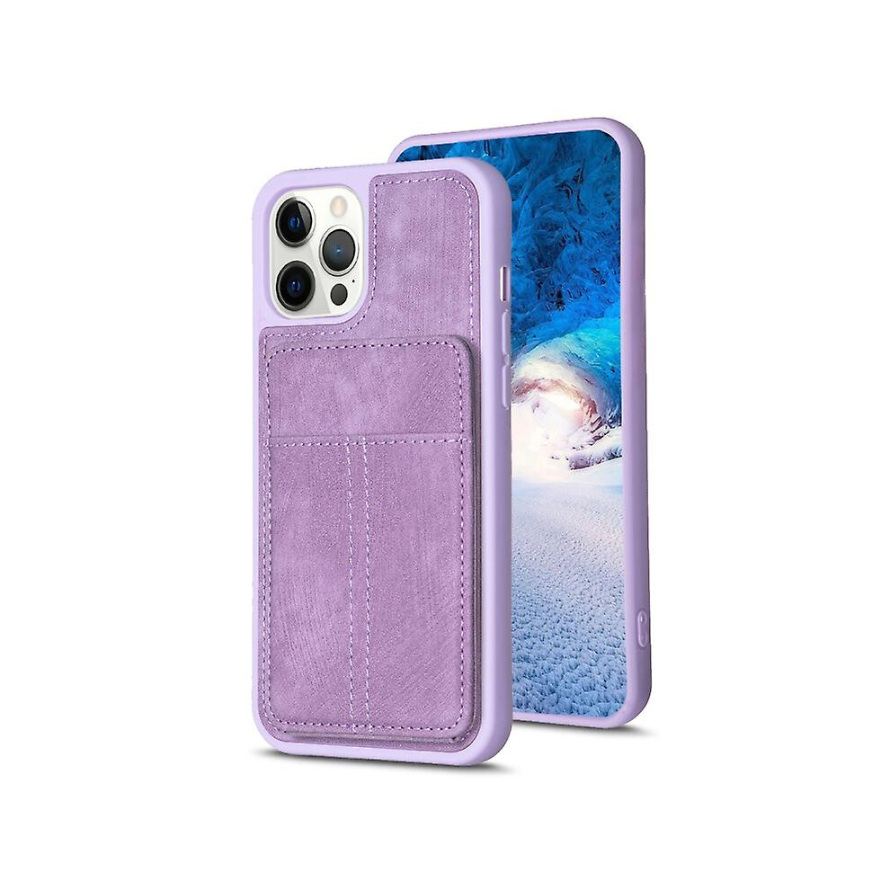 Compatible Iphone 14 Plus Frosted Card Bag Phone Case With Holder: Purple 4973247238382