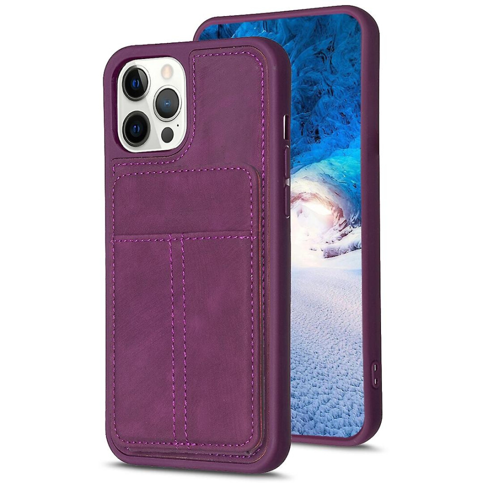 Compatible Iphone 14 Plus Frosted Card Bag Phone Case With Holder:dark Purple 4973247238368