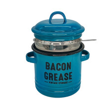 Spekvetcontainer met zeef en lepel Kruidenpot met dubbele-Blauw