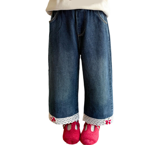 Thermogefütterte Mädchen-Jeans, Hose aus-Blau 90cm