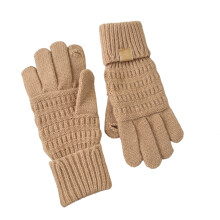 Warme Handschuhe stricken schöne Fäustlinge Winter-Camel OS