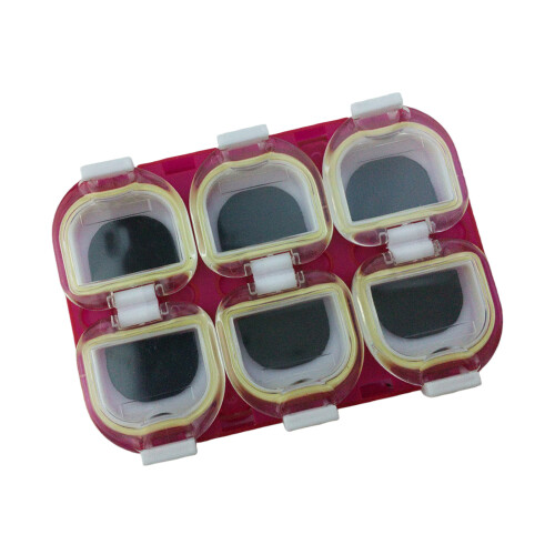 Fishhook Case 6 Magnetic Compartments Clear Lid For Quick-Red