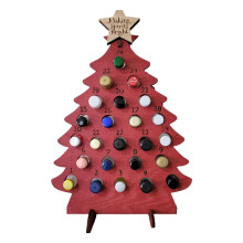 Advents Calendar Tree For 24 Liquor Bottle Natural Wood-Red