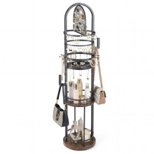 Organizador de joyas giratorio de 360 grados con soportes para pendientes y collares
