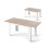 Mesa de comedor extensible, tablero ajustable, patas en forma de L, color blanco 1