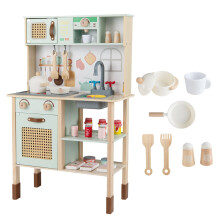 Cocina de madera para niños con luz y sonido, color verde