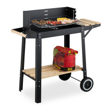 Carrito de barbacoa móvil con estantes y ruedas