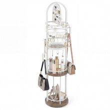 Organizador de joyas giratorio con soportes para pendientes y collares