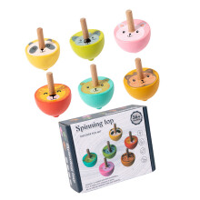 6PCS Child Wooden Whirling Top Set For Outdoor Group-animal