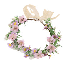 Practical Artificial Daisy Wreath Ribbon Hair Accessory-Purple