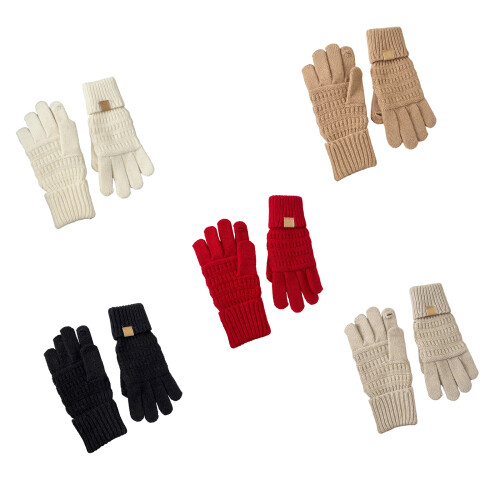 Trendige warme Strickhandschuhe verdicken-Graues Betriebssystem 1