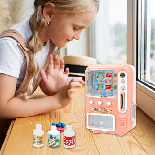 Plastic Mini Vending Machine With Removable Drinks For Doll 1
