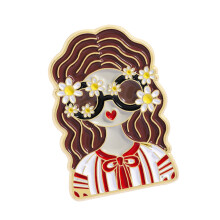 Vintage Sovjet-stijlen Cartoon meisje hoofd broche-2