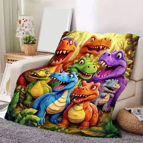 Dinosaur Pattern Flannel Throw Portable Blanket-150x130cm 2