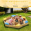 Arenero hexagonal de madera con jardinera, 140 x 122 x 14 cm 3