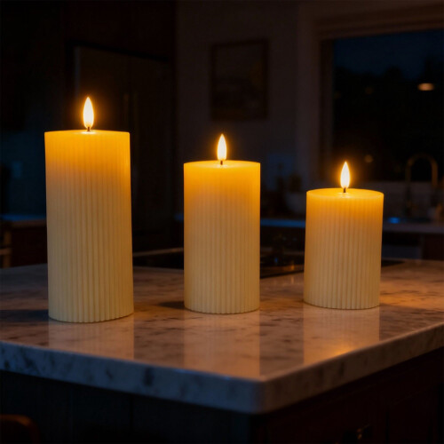 Velas LED sin llama de cera real, juego de 3 1