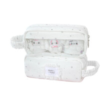 Star Lace Trim Pencil Pouches Large Capacity Soft Cloth-White s