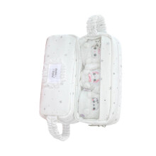 Starry Lace Trim Pencil Bag High Capacity Cloth Pencil-White s