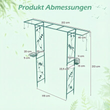 Tuinboog met vogelvoederhuisje en waterbak, metalen frame