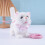 Safe Soft Plush Electronic Interactive Cats Toy Remote-White 7