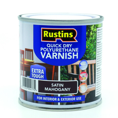 Rustins Rustins Quick Drying Polyurethane Varnish Satin Mahogany 250ml