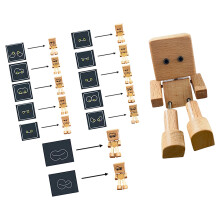 Schüttelnde hölzerne Mann-Figur,-12 Emoticon-Pakete mit