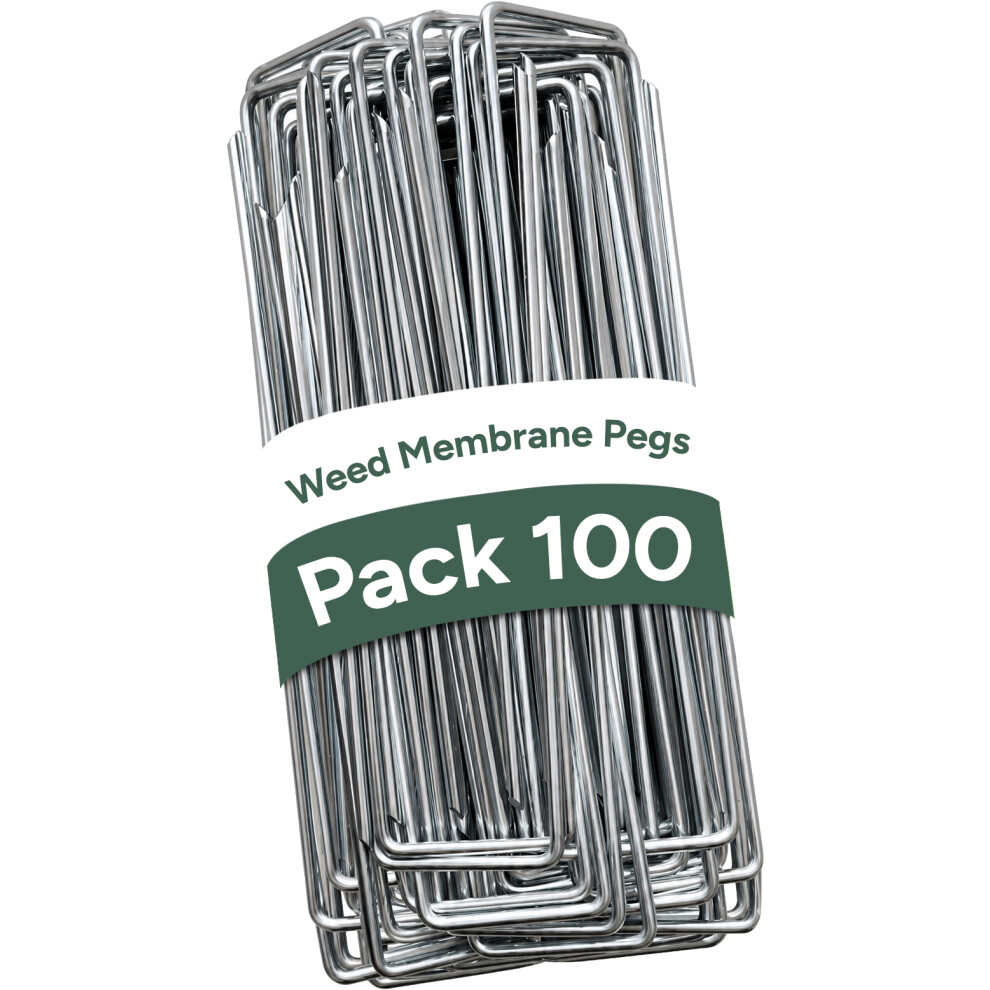 Zuvo 100 Pack Garden Securing Pegs, U Shaped Heavy Metal Tent Pegs For Weed Membrane - 6''/150Mm Netting Stakes Staples