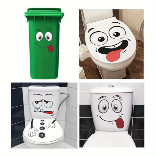 4PCS Cartoon Smiling Decor Stickers Auto Adhesive PVC Material 1