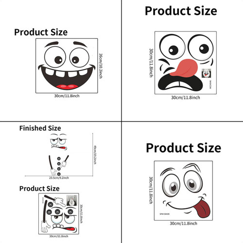 4PCS Cartoon Smiling Decor Stickers Auto Adhesive PVC Material 2