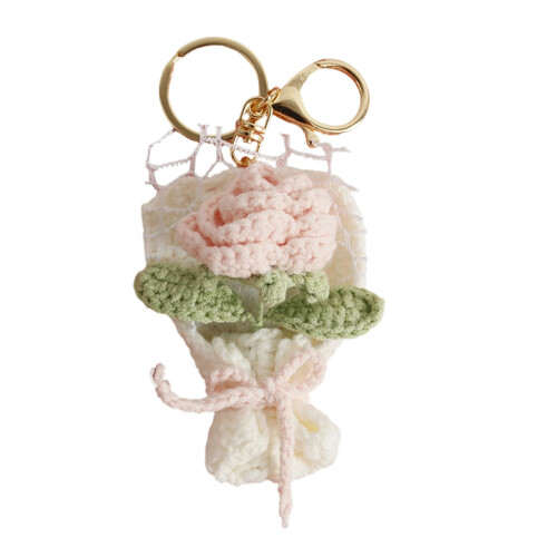 Bouquets de fleurs en Crochet faits à la main, porte-clés,-8