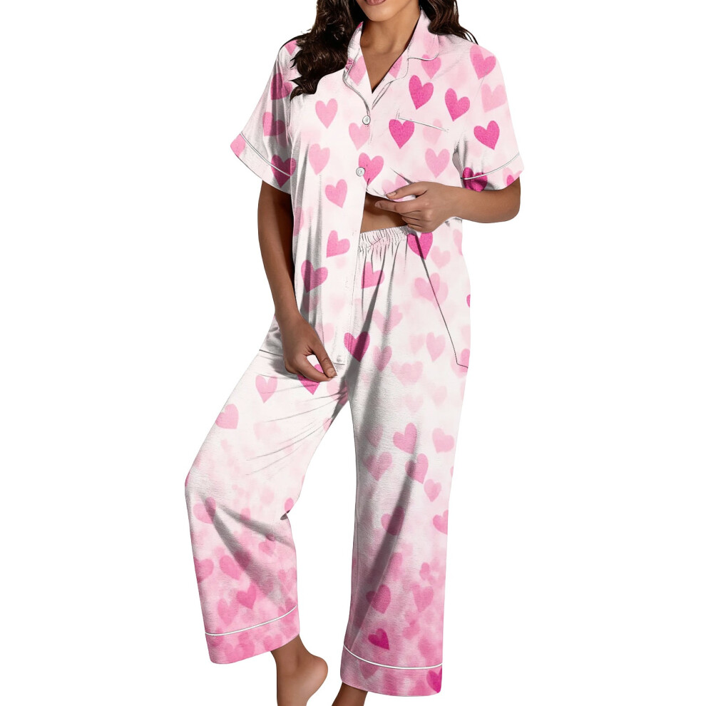 Women's Valentine's Day Pajama Set: Satin Heart-purplepink L-image-OPC-PTNCJQ9-NEW