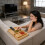 Wooden Tray for Sofa Storage with Divider Sections Ideal for 4