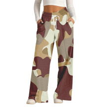 Wide Leg Sweatpants Women Drawstring High Waisted-Coffee S