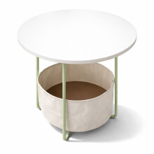 Table d'appoint ronde avec panier de rangement, structure en métal