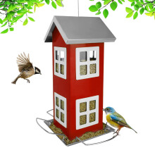 Casa de pájaros colgante de metal con techo desmontable