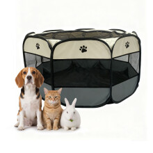 Parc pliable pour animaux de compagnie, intérieur/extérieur, fenêtres en filet