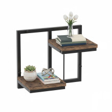 Étagère murale industrielle, métal et bois, design flottant