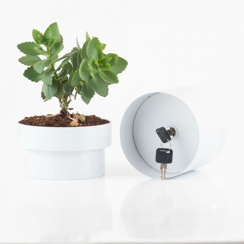 Coffre-fort pour pots de fleurs avec compartiment verrouillable, 2 clés