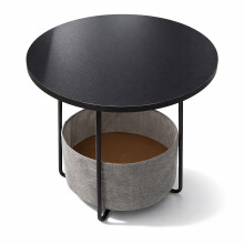 Table d'appoint ronde avec panier de rangement, structure en métal