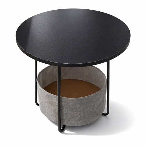 Table d'appoint ronde avec panier de rangement, structure en métal