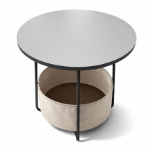 Table d'appoint ronde avec panier de rangement, structure en métal