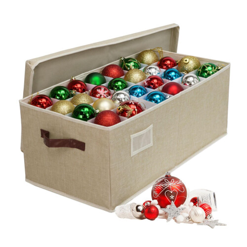 Boîte de rangement pour boules de Noël, capacité de 96 boules, séparateurs ajustables