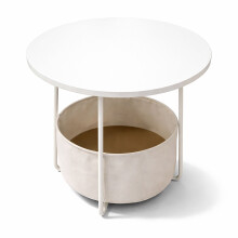 Table d'appoint ronde avec panier de rangement - Structure en métal