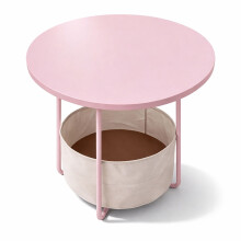 Table d'appoint ronde avec panier de rangement, structure en métal