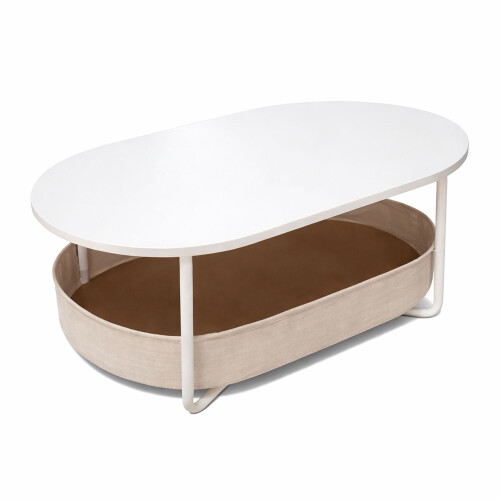Table basse ovale avec panier de rangement